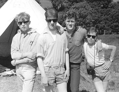 Harry (2nd from left) with friends from the Angle Street Bugle Band at camp in the early 1960s.