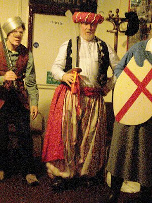 Mendip Mummers’ Play - Harry as Terrible Turk, with John Shaw and members of Hotwell Howlers, in 2010.